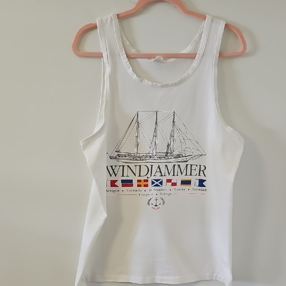 White Windjammer Tank Top. Size Large. Good Used Condition.